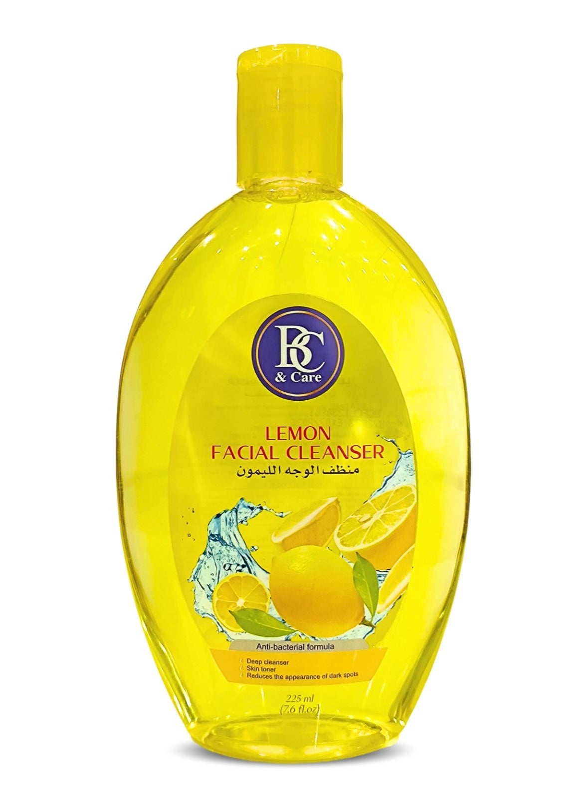 Lemon Facial Cleanser: Anti-Bacterial Formula, Deep Cleansing & Skin Toning Solution, Diminishes Dark Spots, Specially Formulated Makeup Remover - 225ml