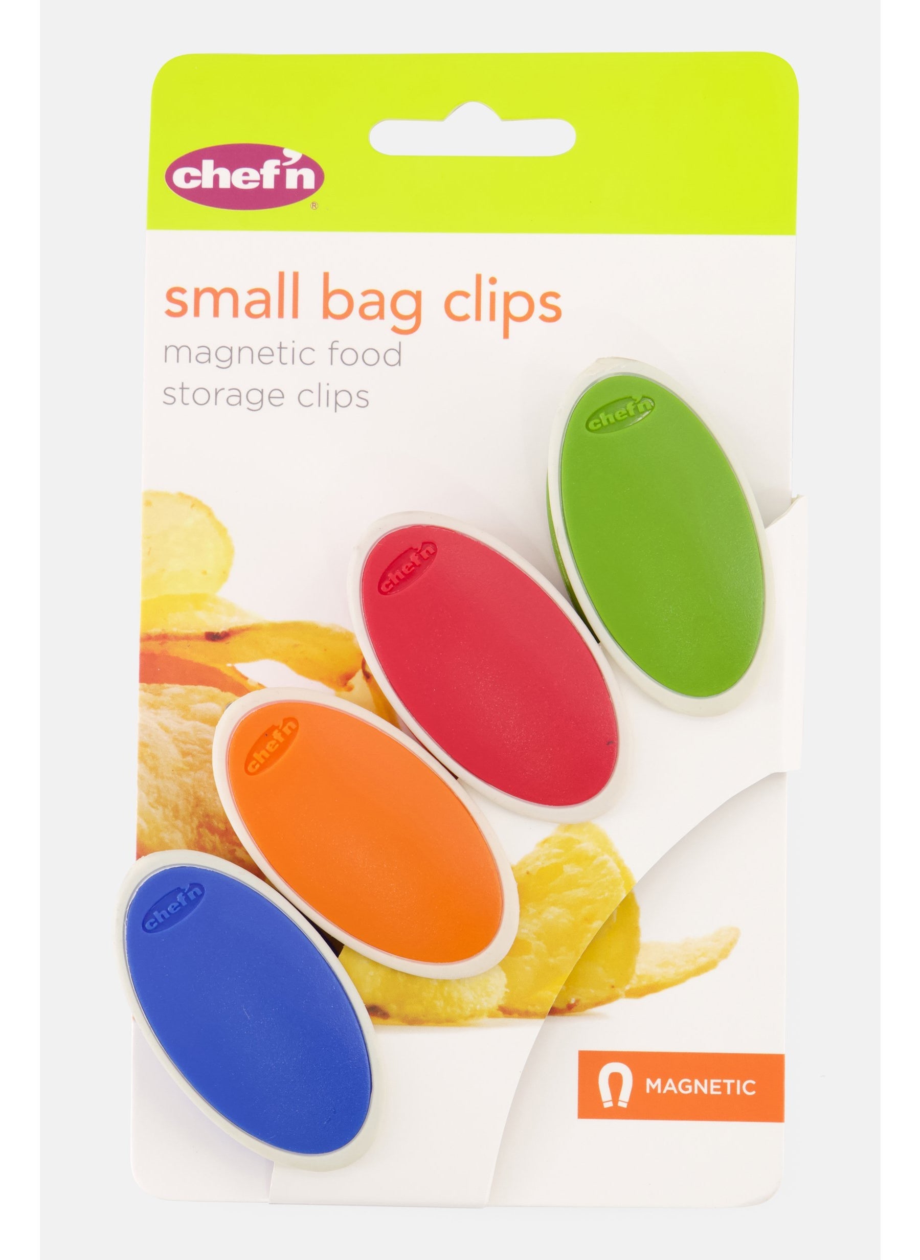 4 Pieces Small Bag Magnetic Storage Clips, Blue/Orange Combo