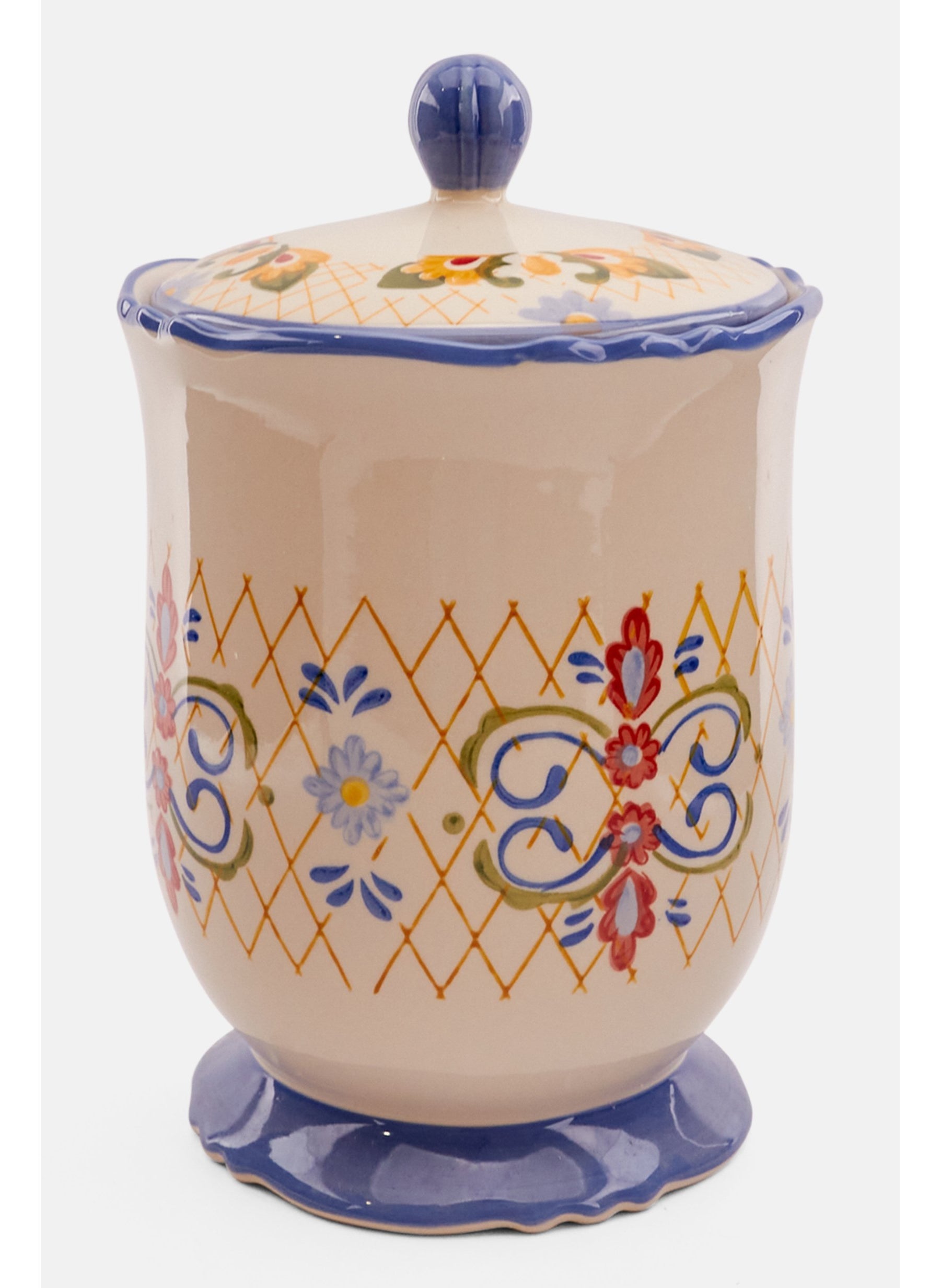 Canister Laurie Gates With Hand Painted Ceramic Lid 27qt, White Combo