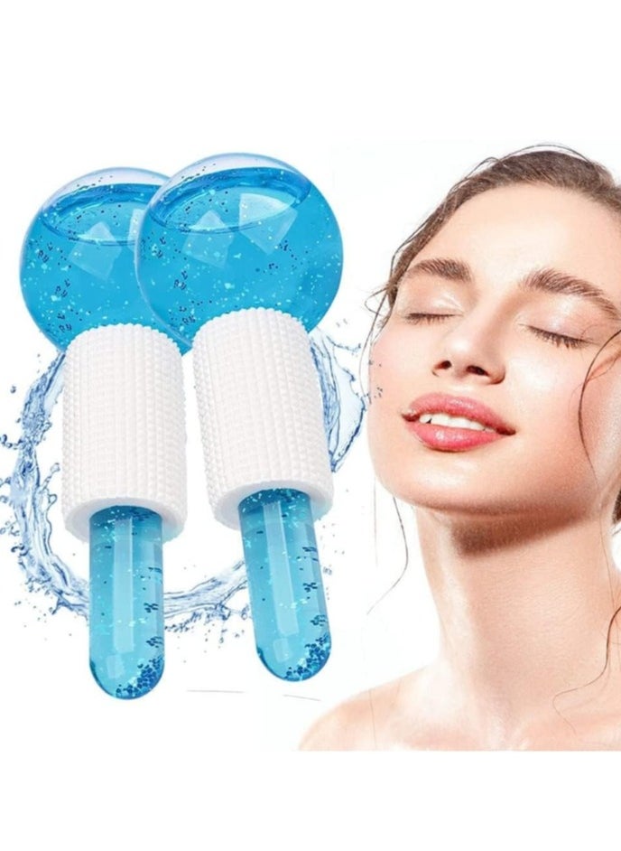 2 Pieces Facial Roller Cold Skin Massager Crystal Glass Ball for Redness Soothing Face Wrinkle Remover Beauty Care Tool