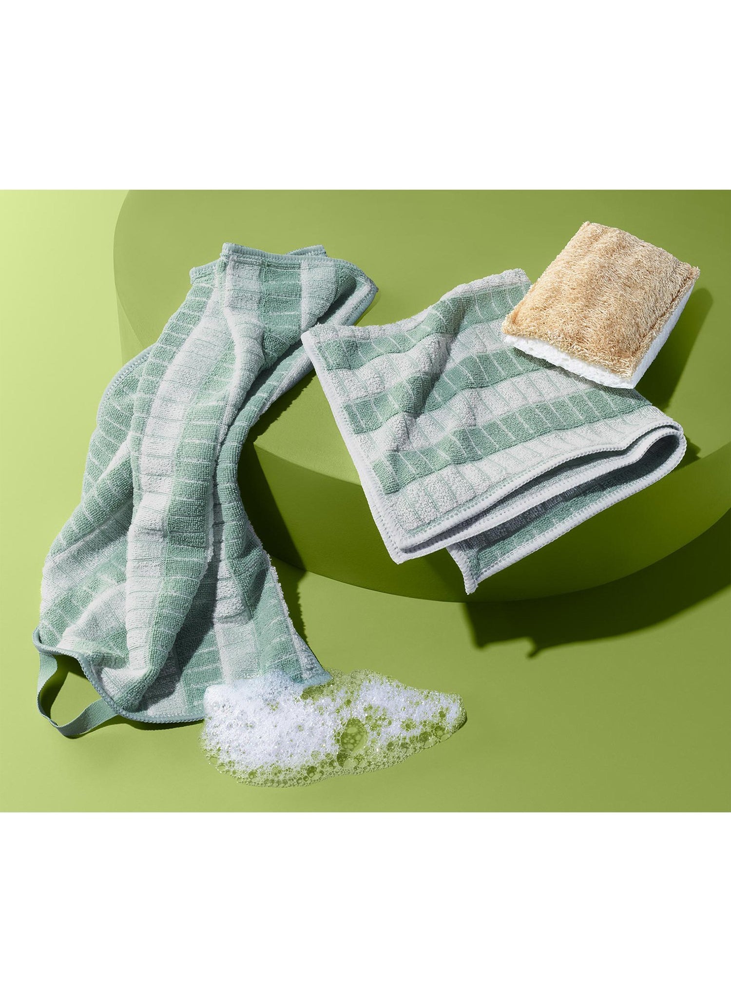 Cleaning Cloth Set 30 x 30 cm, Green and White