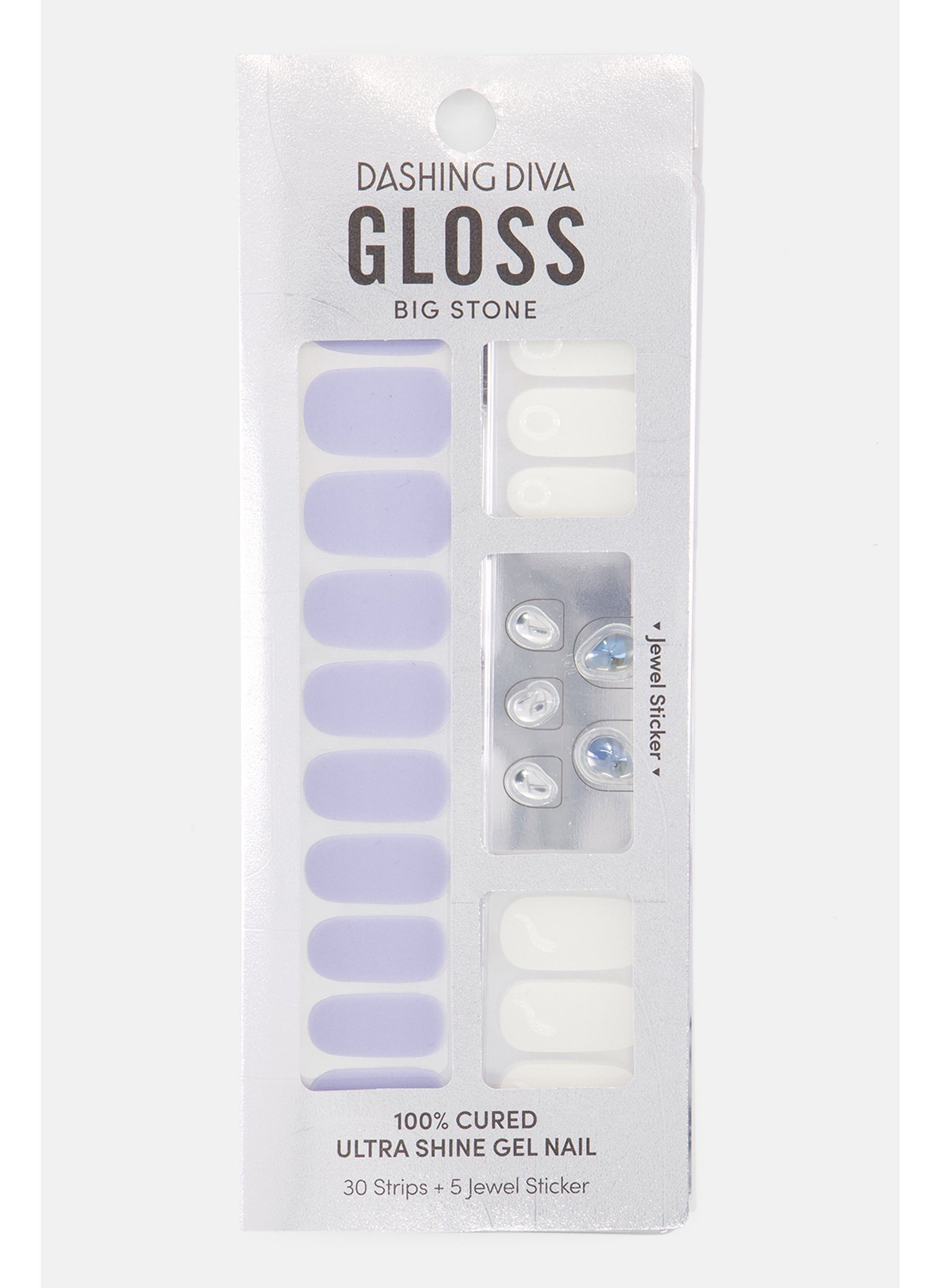 Gloss Big Stone Ultra Shine Gel Nail, White/Lavender