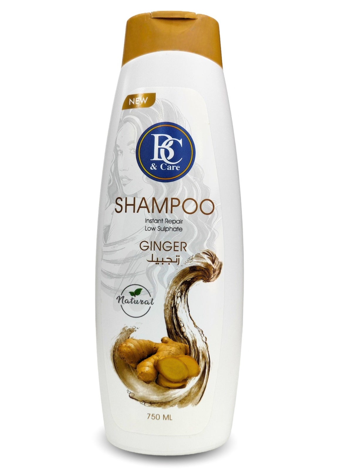 Ginger Natural Shampoo: Refreshing & Pro-Active Low-Sulfate Formula 750ml