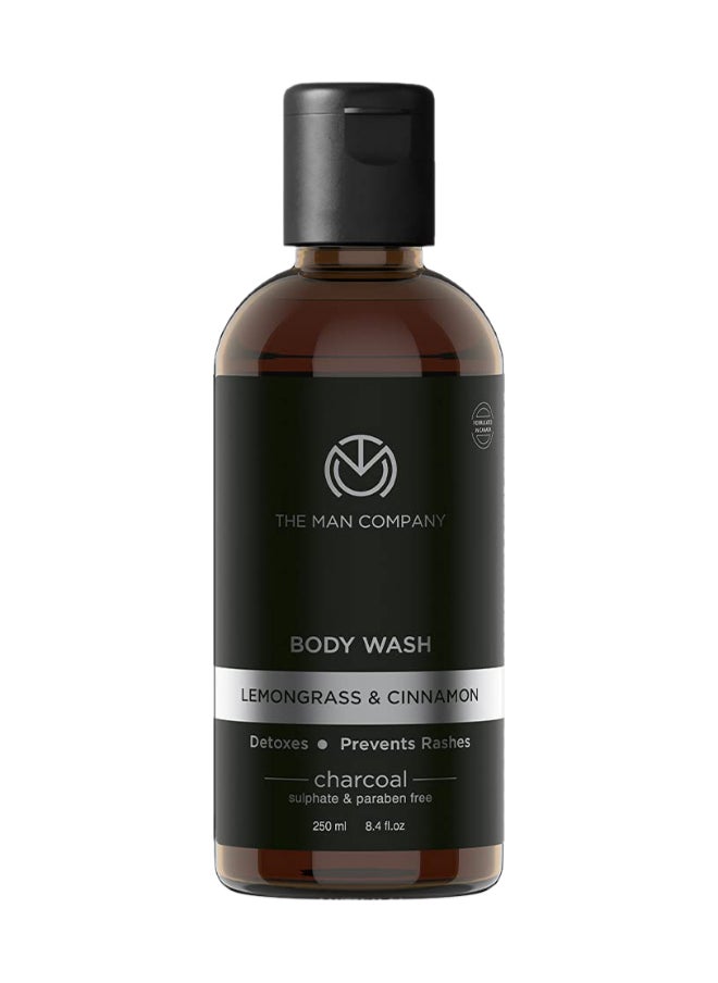 Activated Charcoal Body Wash For Men With Lemongrass, Cinnamon And Other Essential Oils - 250Ml