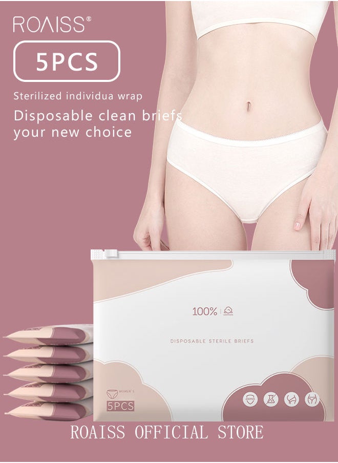 5 Pack Set Women's Disposable Briefs Pregnant Confinement Postpartum Sterile High Stretch Panties Mid-waist Hygiene Soft Underpants Individual Package Underwear White