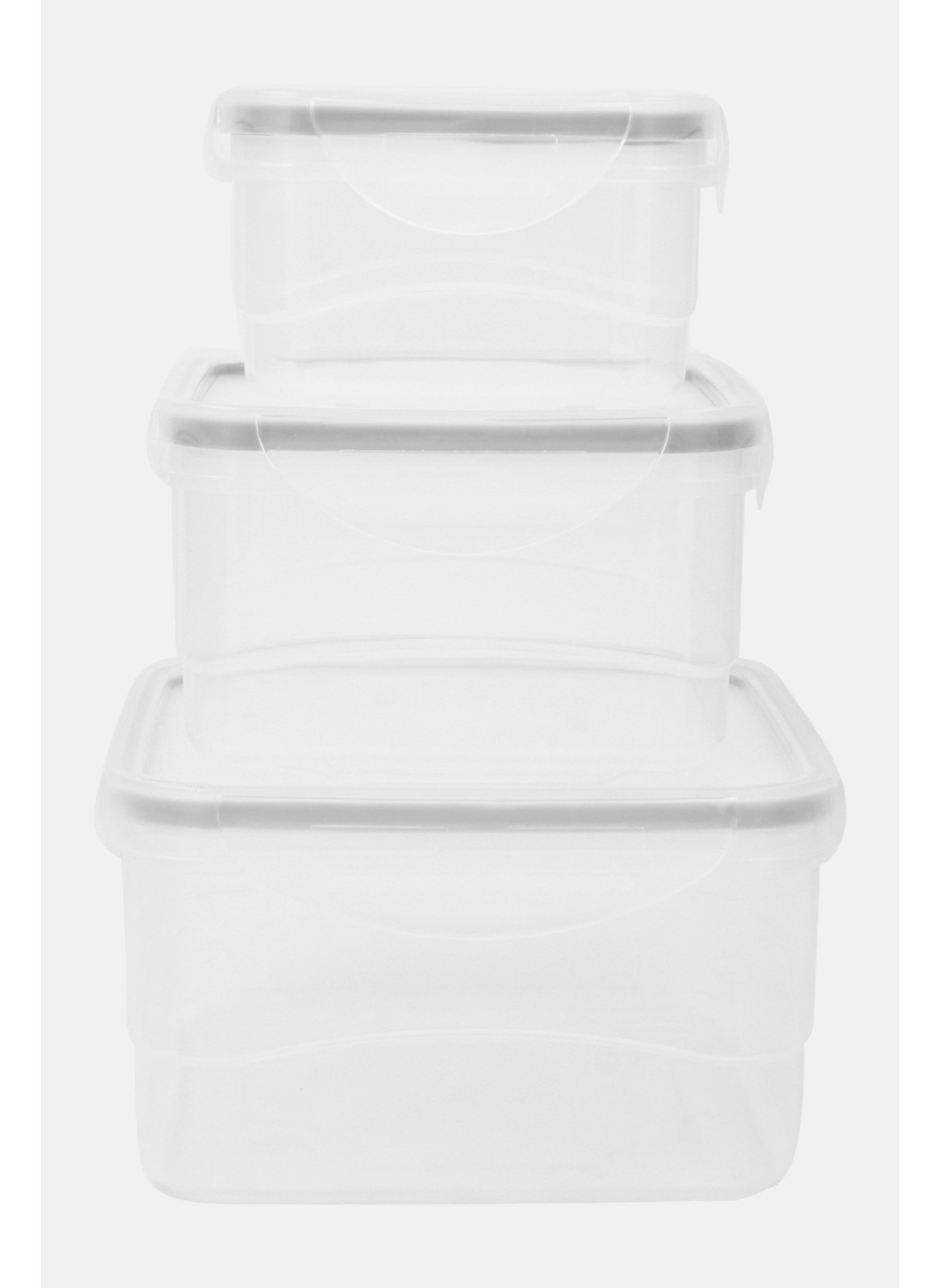 3 Pieces Square Locktops Container Set, Transparent