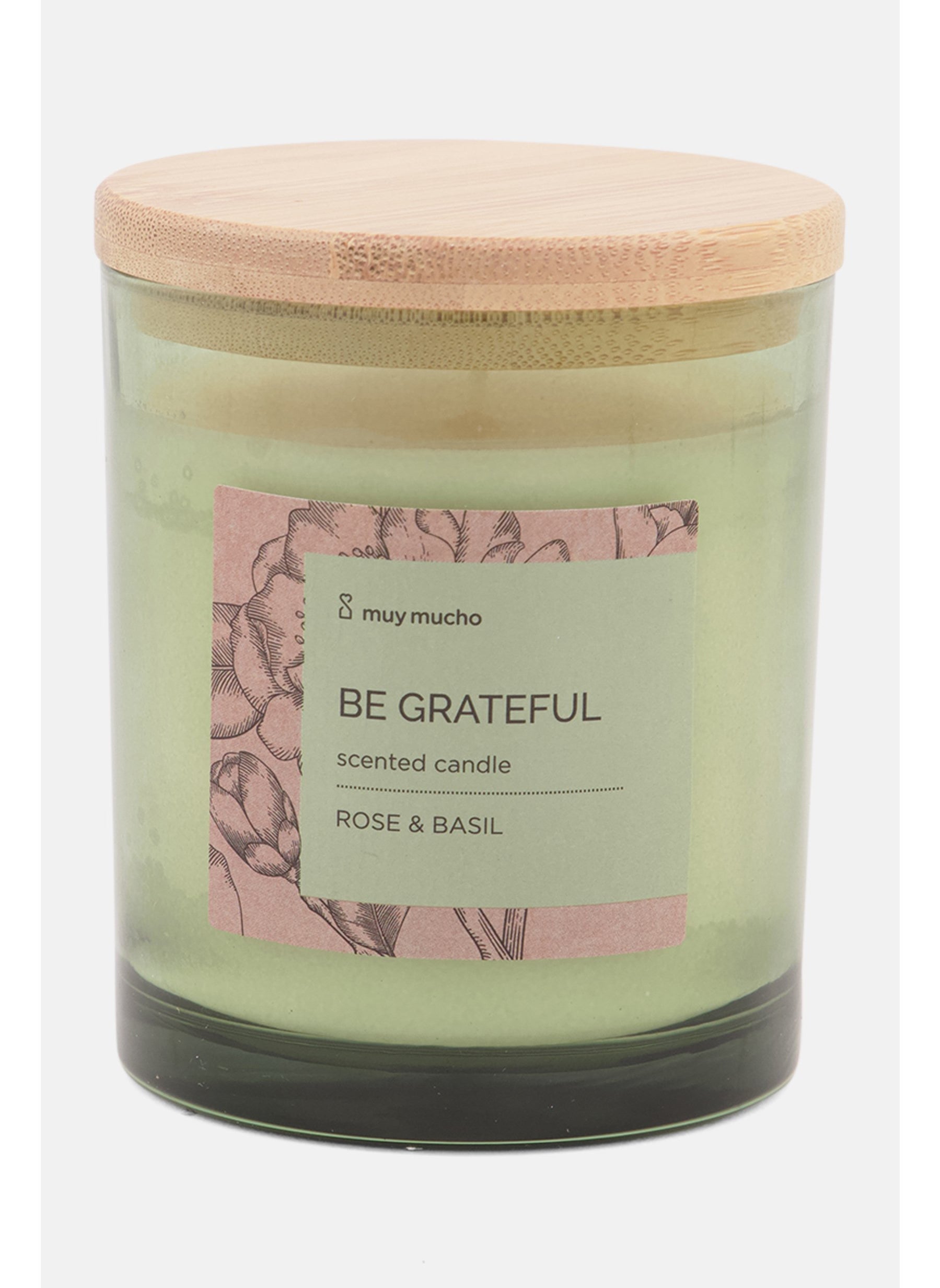 Rose And Basil Scented Candle 206g, White