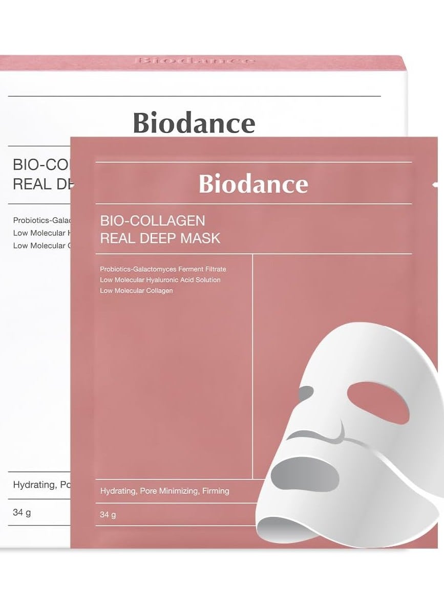 BIODANCE Bio-Collagen Real Deep Mask, Hydrating Overnight Mask, Pore Minimizing, Elasticity Improvement, 34g x4ea