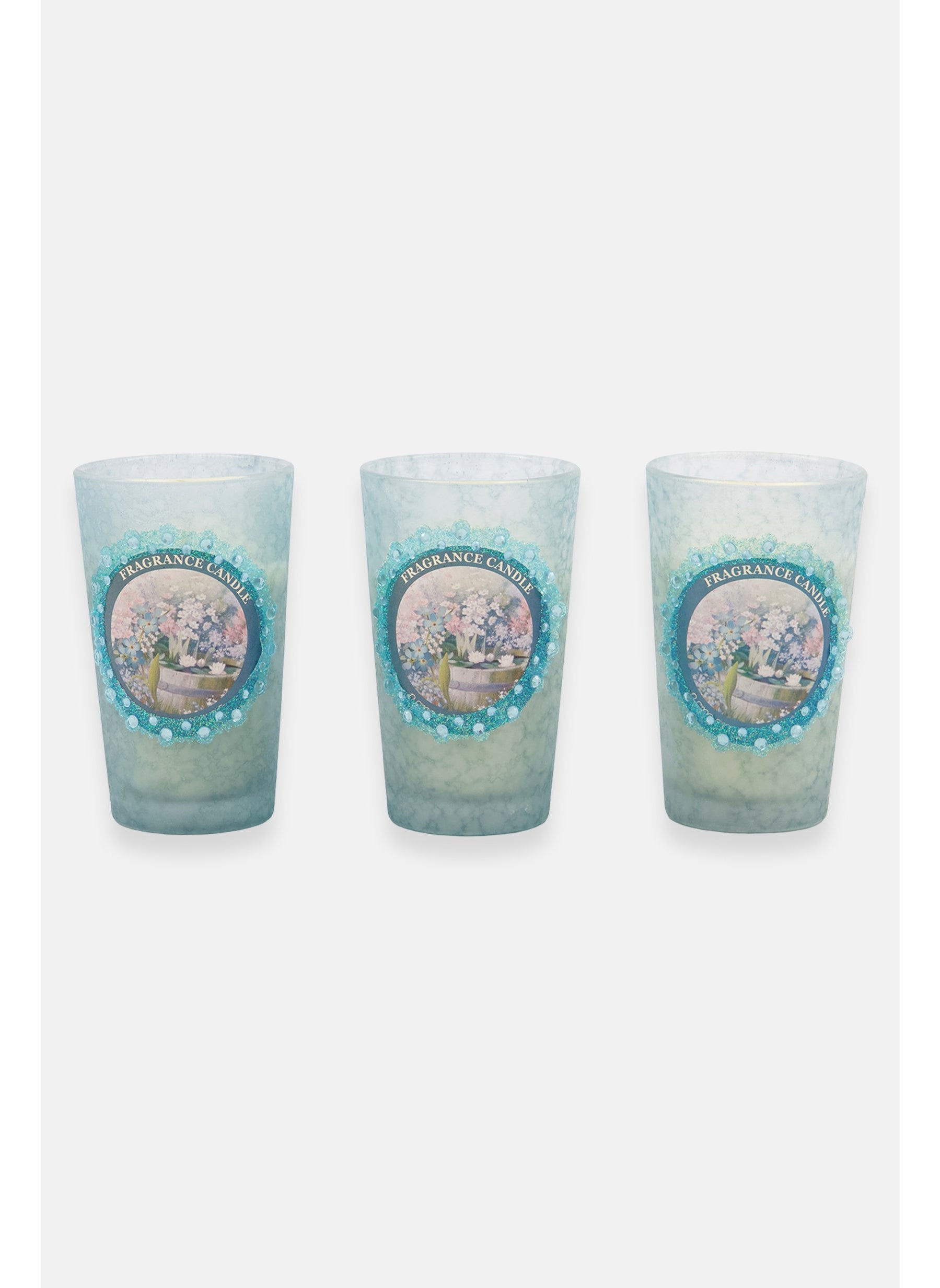 3 Pieces Candle Nostalgie, Blue