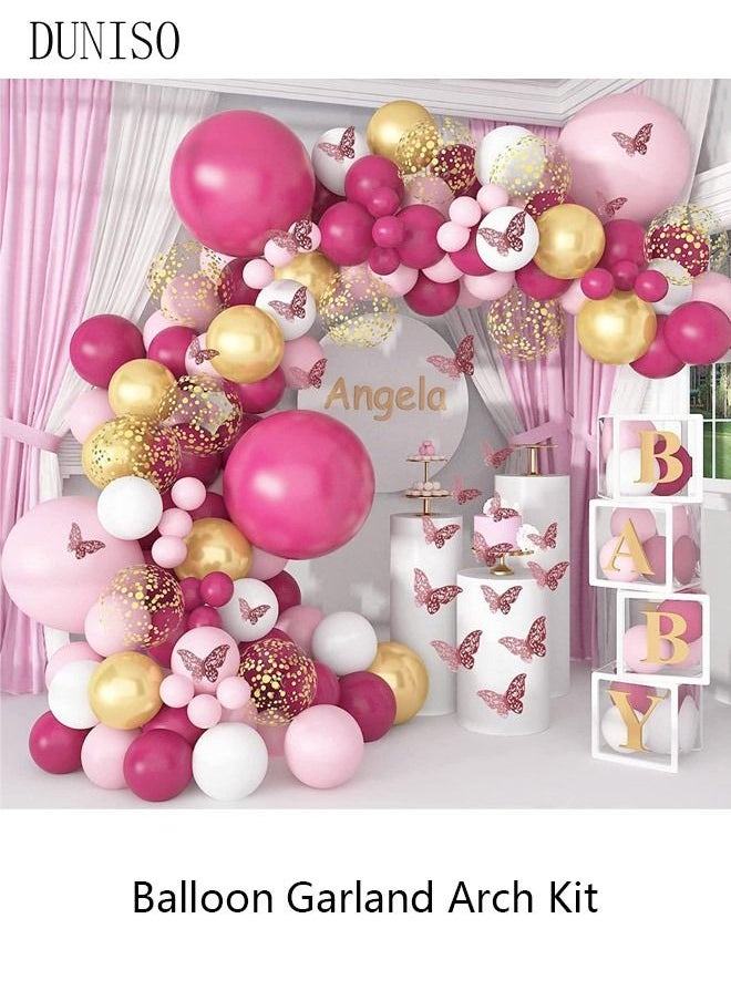 129PCS PCS Balloon Garland Arch Kit With Butterfly Stickers Metallic Pastel White Latex Balloons Set For Baby Wedding Birthday Party Background Decorations School Opening Ceremony