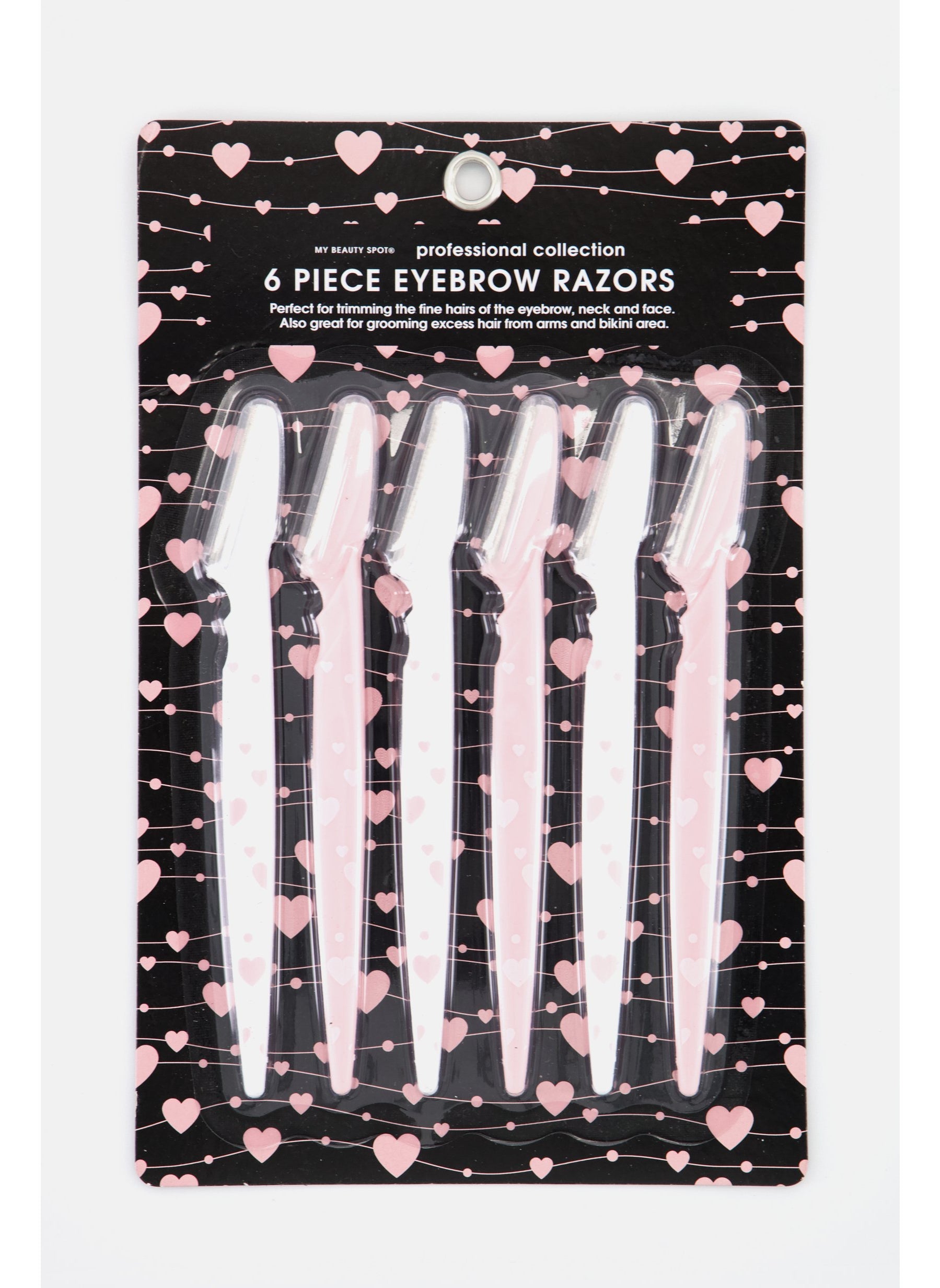 6 Piece Eyebrow Razors, White/Pink