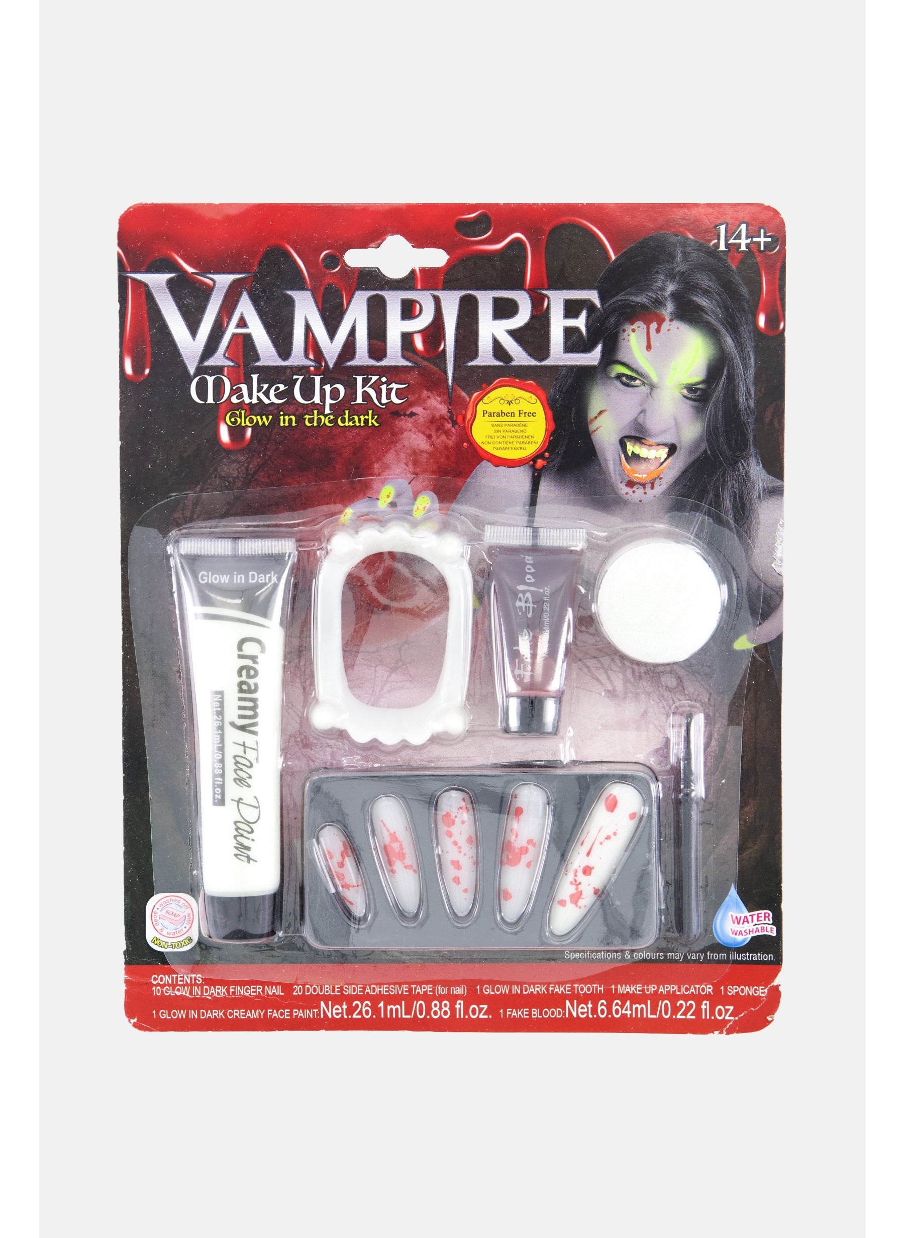 Vampire Glow In The Dark Make Up Kit, Red/Black Combo