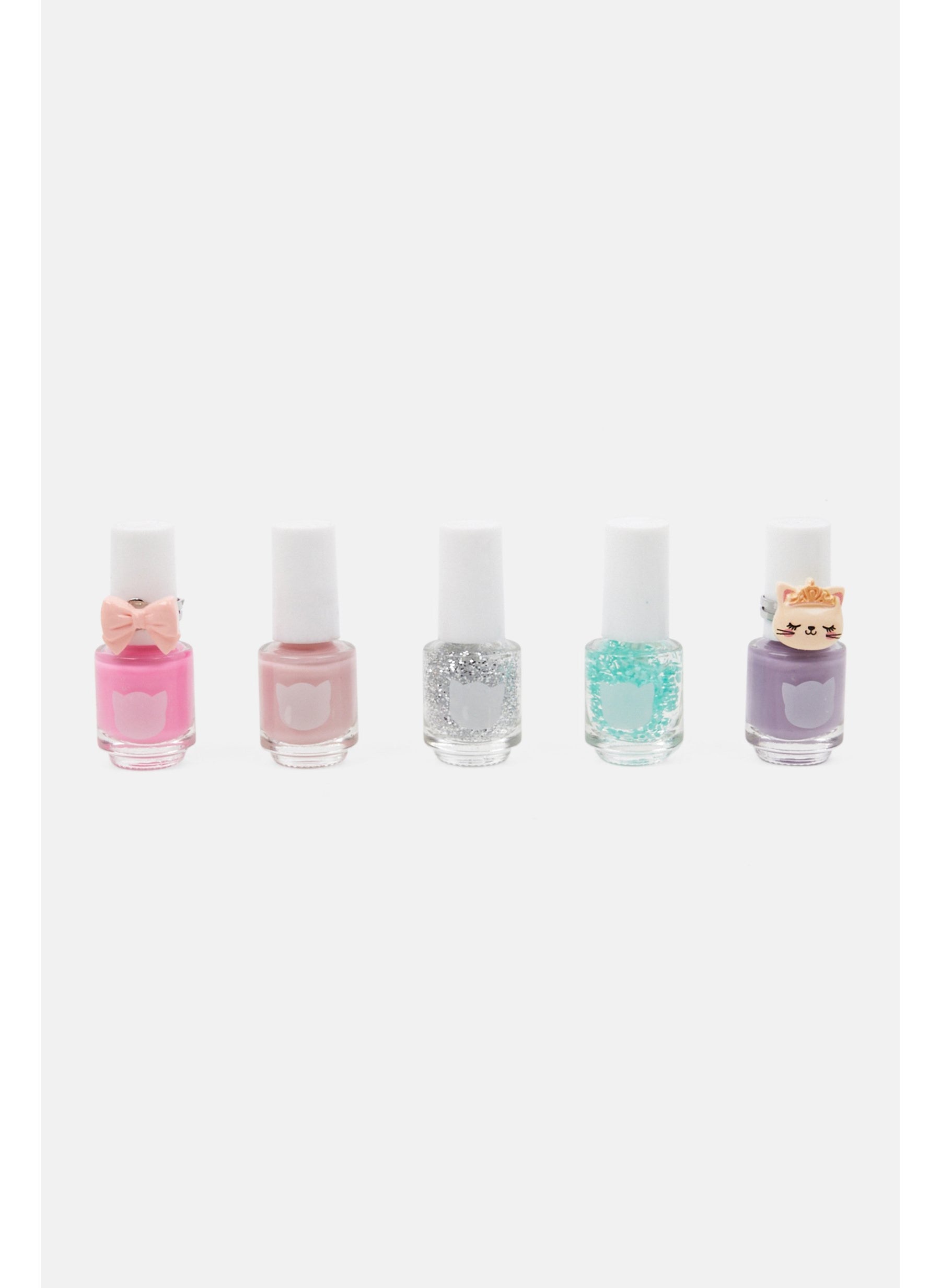 Set  Of 5 Nail Polish With Funny Rings 20ml, White Combo