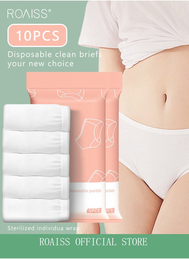 10 Pack Set Women's Disposable Briefs Pregnant Confinement Postpartum Sterile High Stretch Panties Mid-waist Hygiene Soft Underpants Individual Package Underwear White